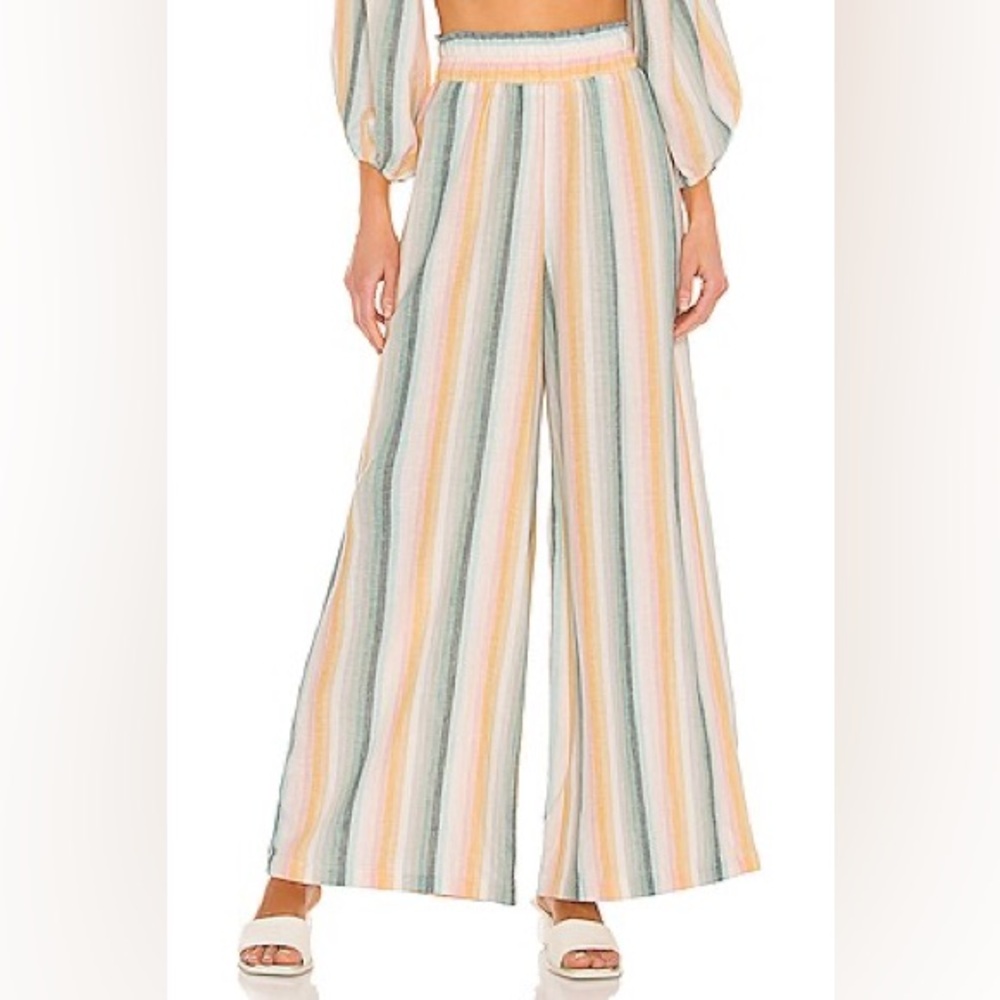 Show Me Your Mumu Julian Pants, Pastel Vertical Stripe Wide-Leg Pants